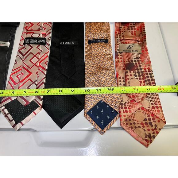 Tie and Scarf Lot 7 Pieces Red Beige Pink Black Formal Business Prom Stacy Adams - Picture 4 of 5